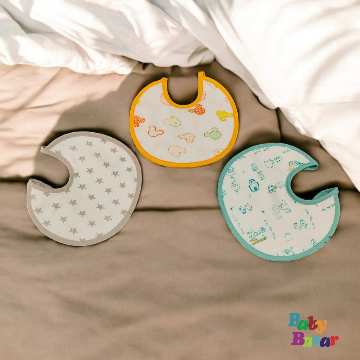 Elite 3-Pack Waterproof Baby Bibs – Ultra-Soft Absorbent & Comfortable (Grey, Yellow, Blue)