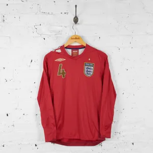 England Gerrard Long Sleeve 2006 Away Football Shirt - Red - S