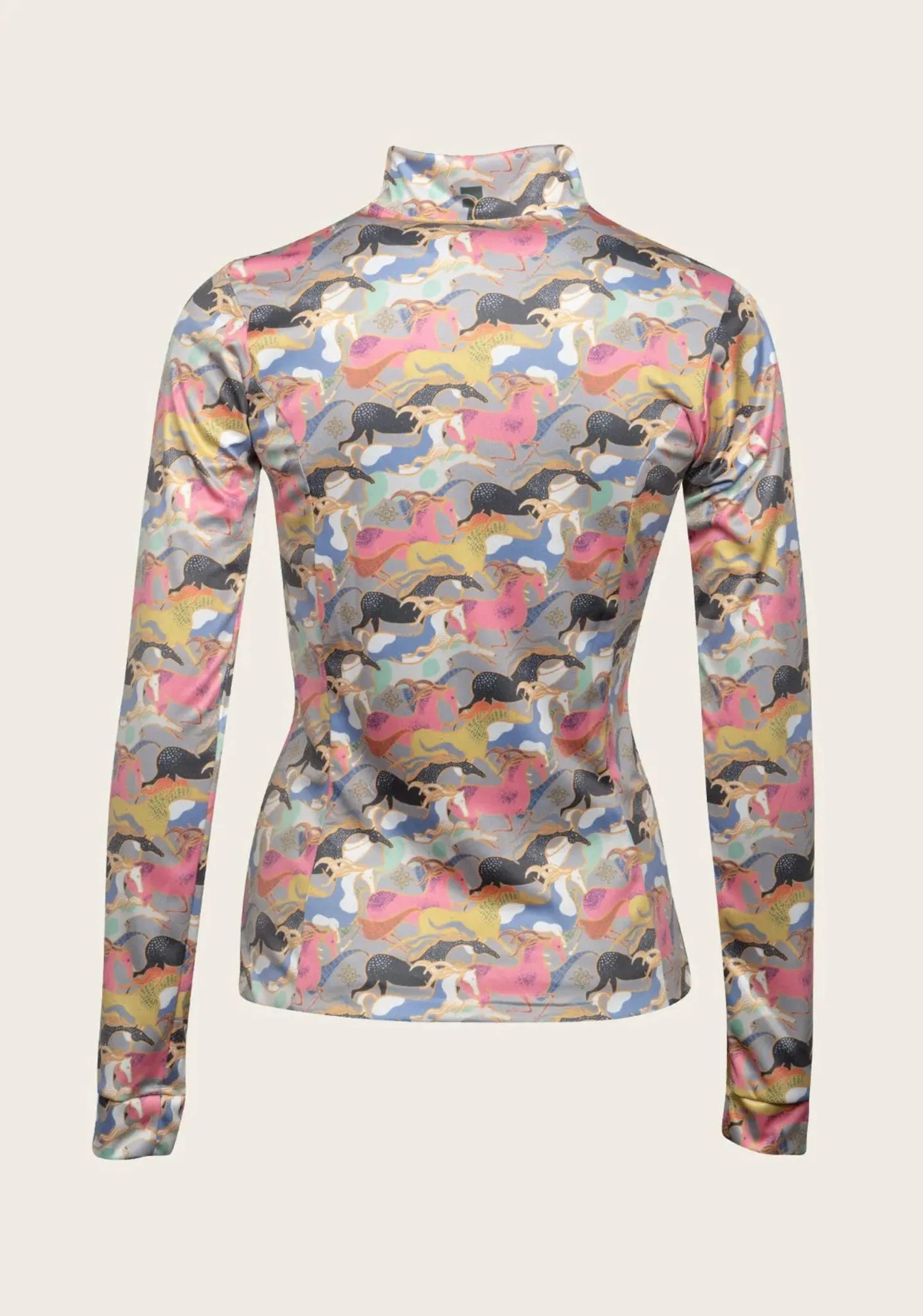 Espoir Grey Running Horses Quarter Zip Shirt