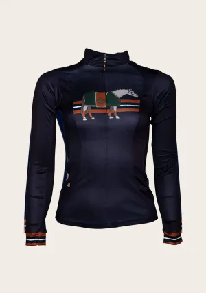 Espoir Tan Horses Quarter Zip Shirt