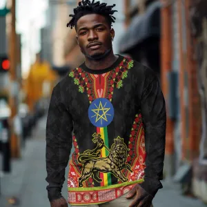Ethiopia Lion of Judah and The Star Seal Long Sleeve Shirt Dashiki Style LT03