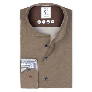 Extra long sleeves. Printed dobby stretch shirt