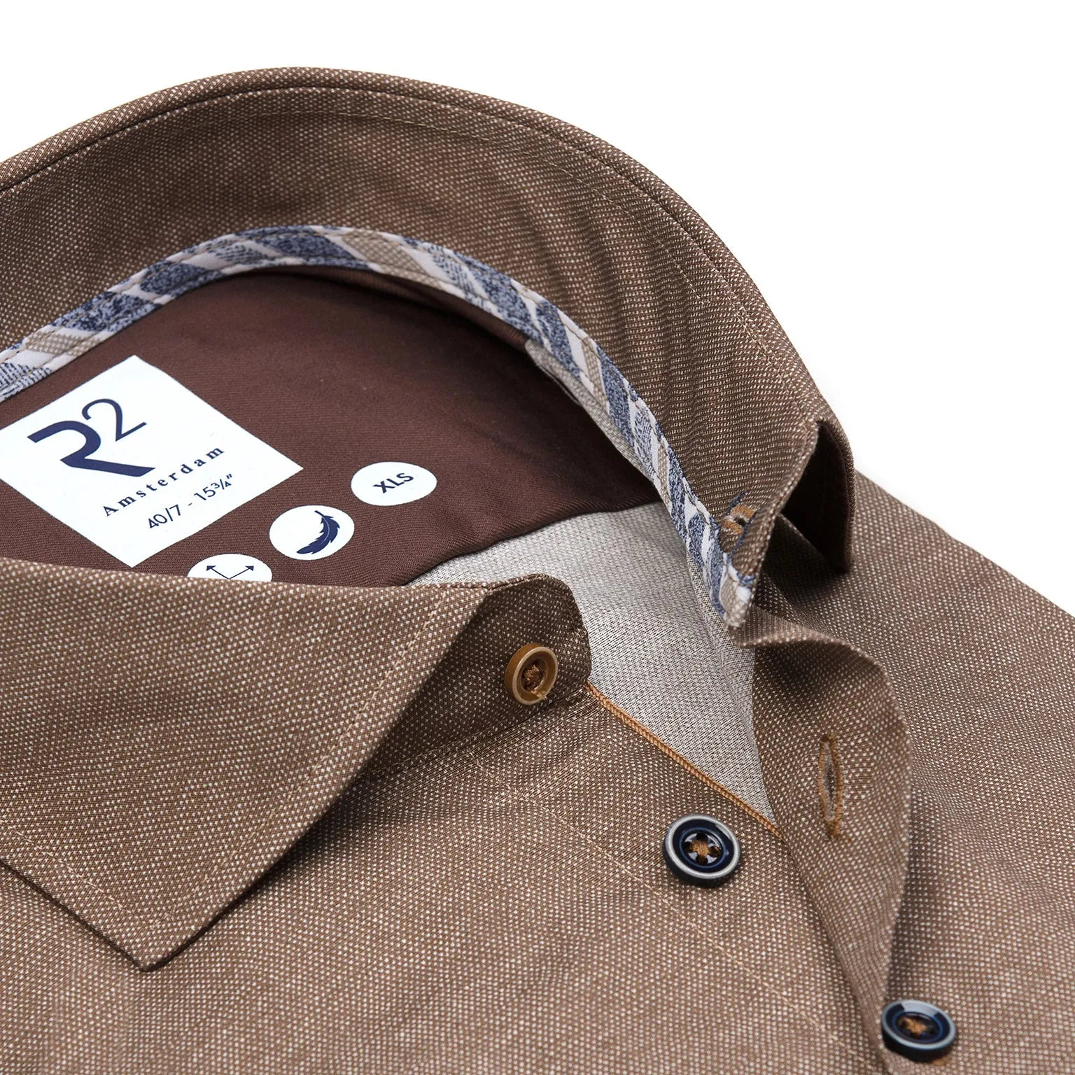 Extra long sleeves. Printed dobby stretch shirt