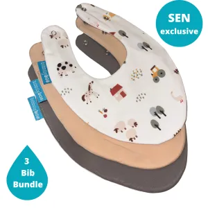 Farm Bundle of 3 SEN Waterproof Dribble Bibs