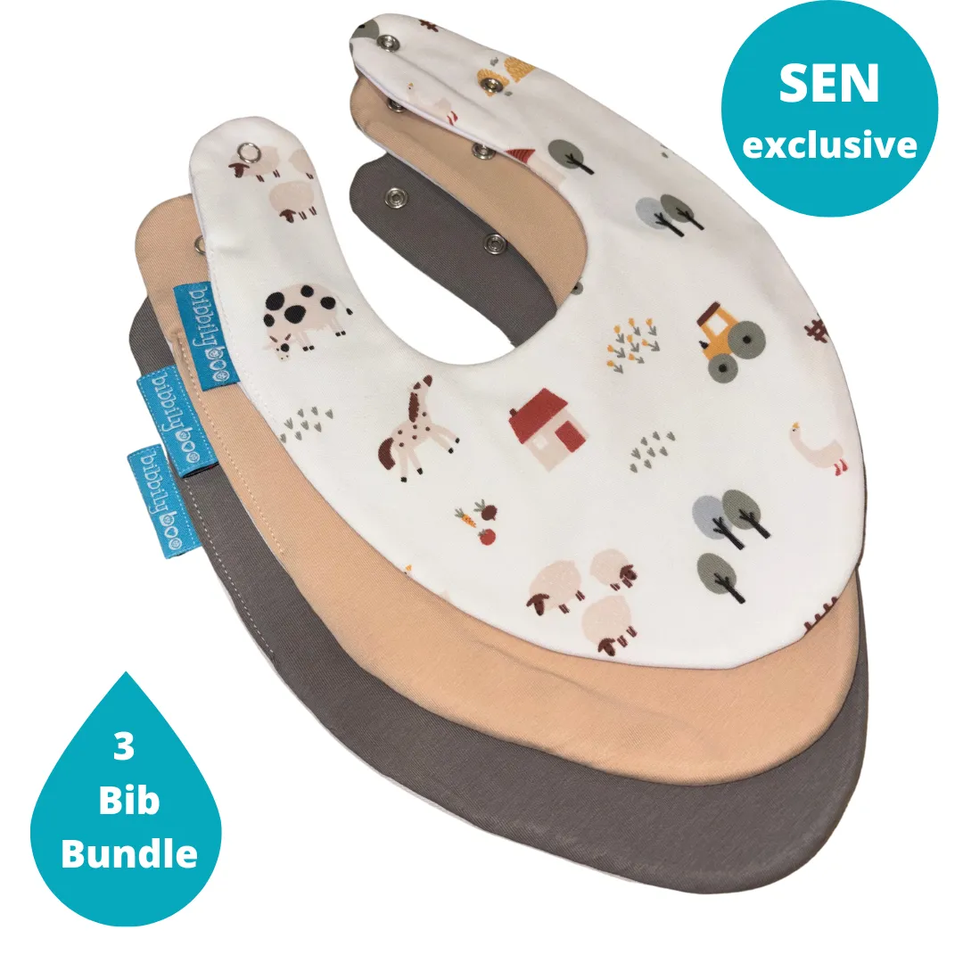 Farm Bundle of 3 SEN Waterproof Dribble Bibs