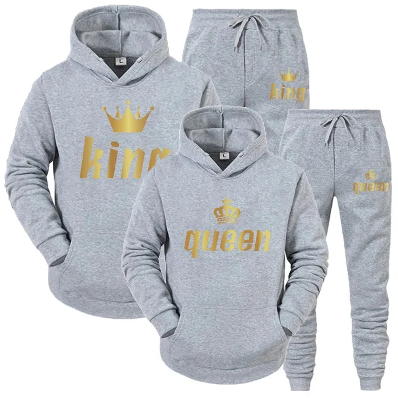 Fashion Printed Unisex Hooded Suit Autumn And Winter Hoodie   Pants 2piece Suit Men's And Women's Sportswear Casual Suits