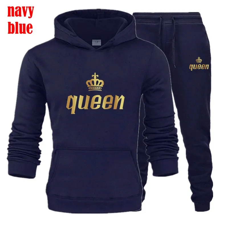 Fashion Printed Unisex Hooded Suit Autumn And Winter Hoodie   Pants 2piece Suit Men's And Women's Sportswear Casual Suits