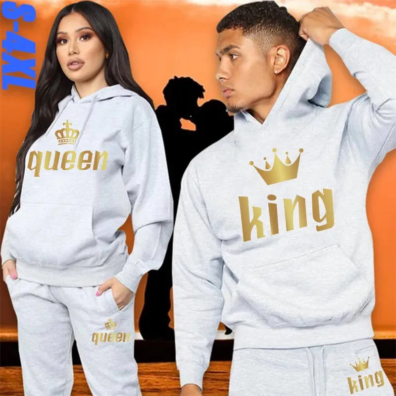 Fashion Printed Unisex Hooded Suit Autumn And Winter Hoodie   Pants 2piece Suit Men's And Women's Sportswear Casual Suits