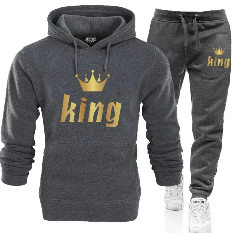 Fashion Printed Unisex Hooded Suit Autumn And Winter Hoodie   Pants 2piece Suit Men's And Women's Sportswear Casual Suits