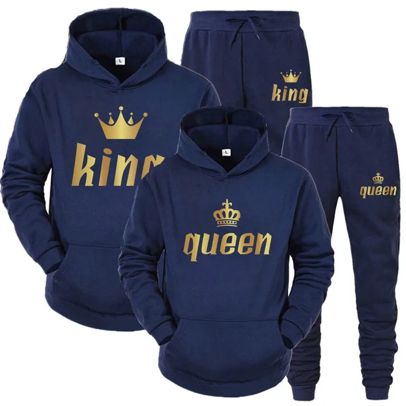 Fashion Printed Unisex Hooded Suit Autumn And Winter Hoodie   Pants 2piece Suit Men's And Women's Sportswear Casual Suits
