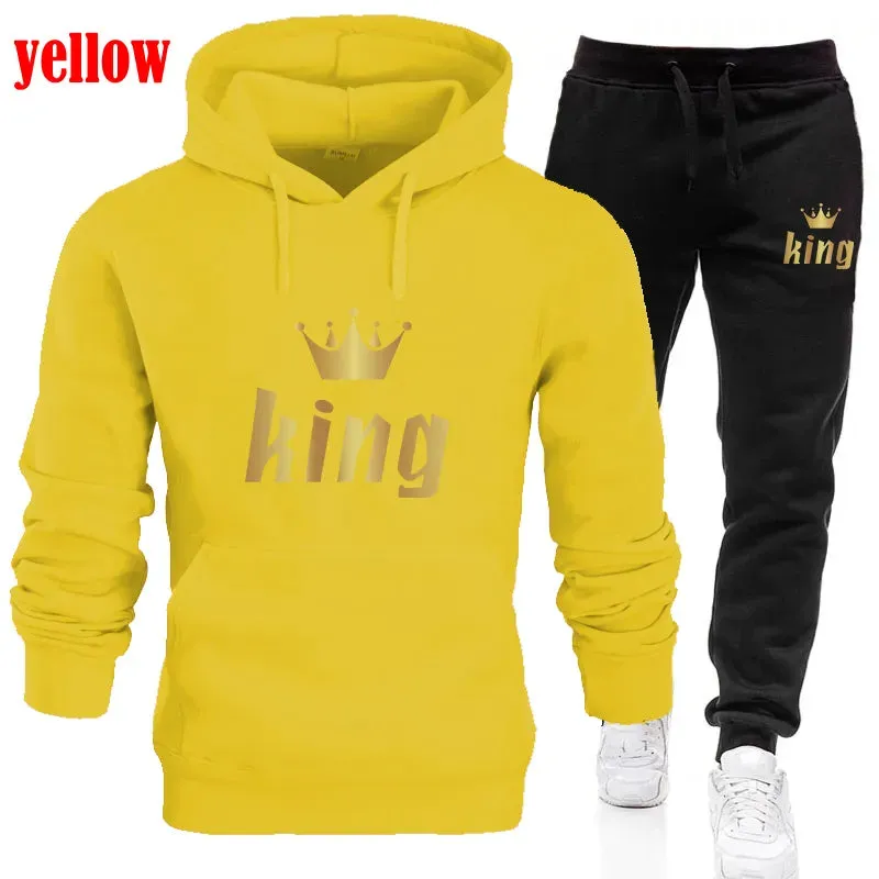Fashion Printed Unisex Hooded Suit Autumn And Winter Hoodie   Pants 2piece Suit Men's And Women's Sportswear Casual Suits