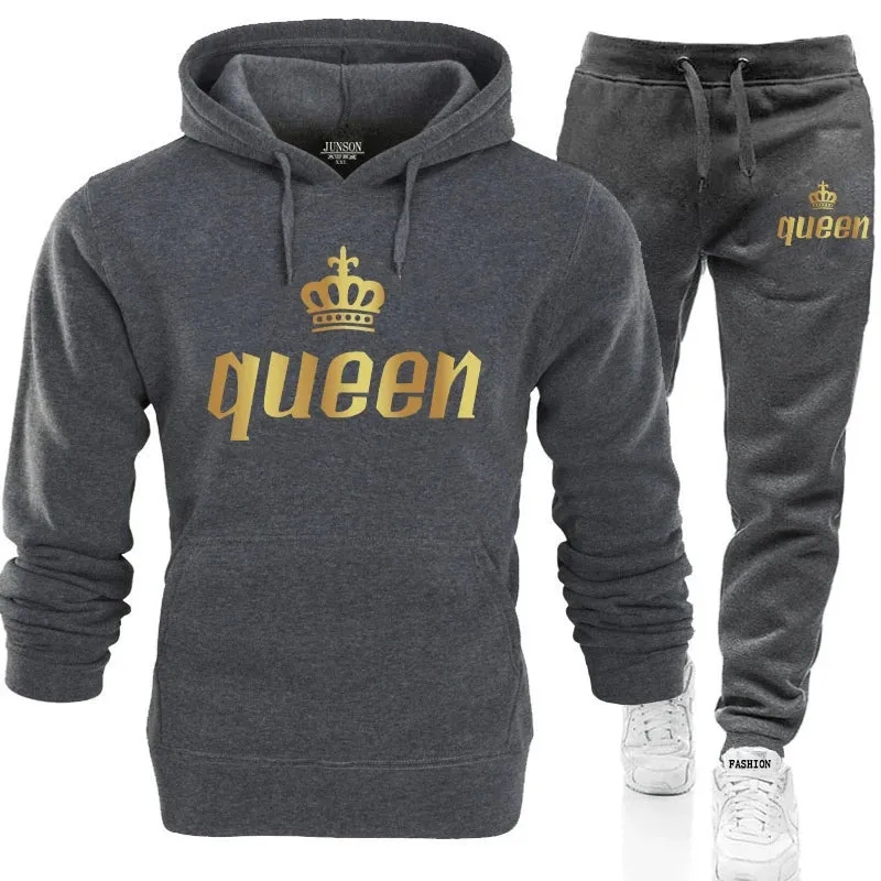 Fashion Printed Unisex Hooded Suit Autumn And Winter Hoodie   Pants 2piece Suit Men's And Women's Sportswear Casual Suits