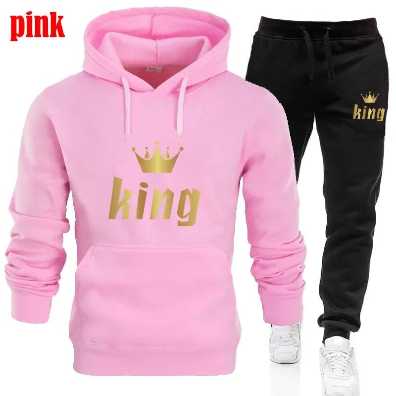 Fashion Printed Unisex Hooded Suit Autumn And Winter Hoodie   Pants 2piece Suit Men's And Women's Sportswear Casual Suits