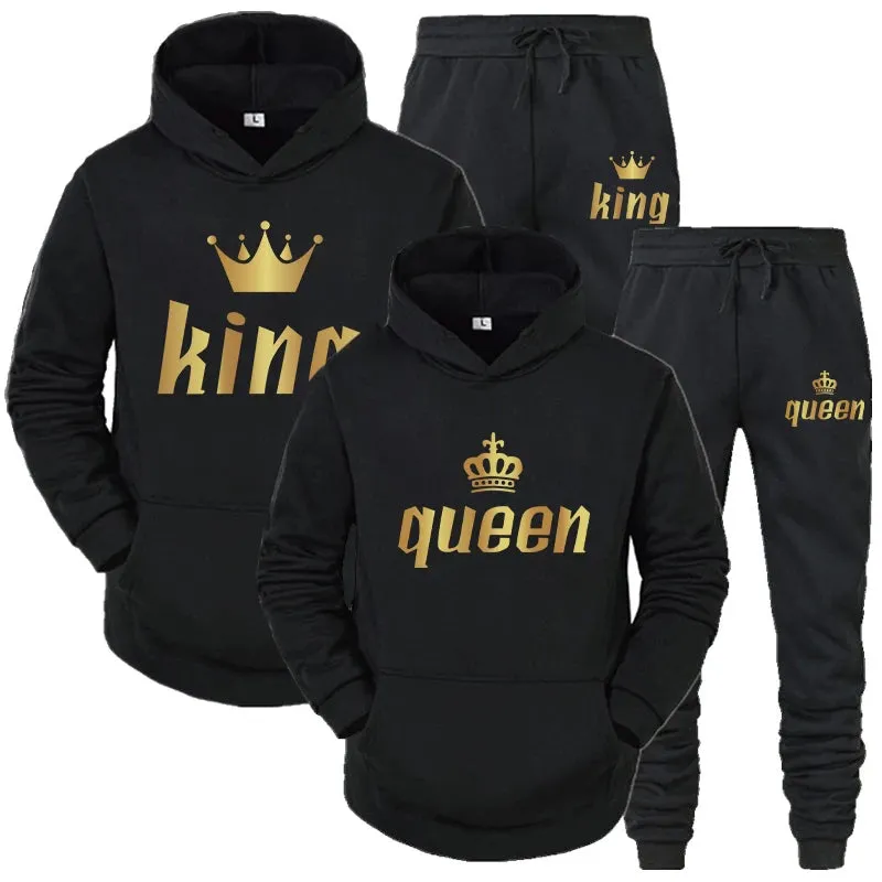 Fashion Printed Unisex Hooded Suit Autumn And Winter Hoodie   Pants 2piece Suit Men's And Women's Sportswear Casual Suits