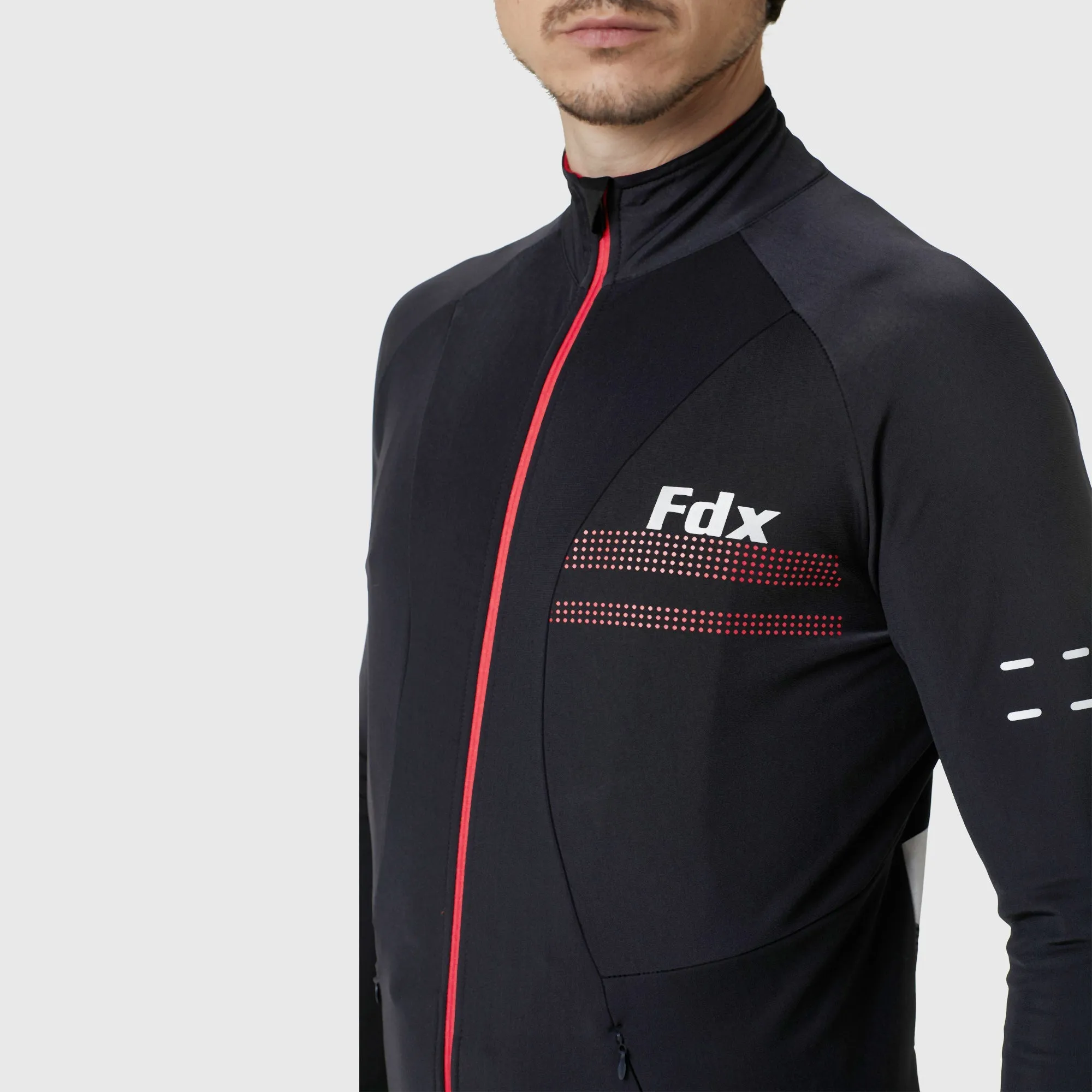 Fdx Arch Men's Red Thermal Roubaix Long Sleeve Cycling Jersey