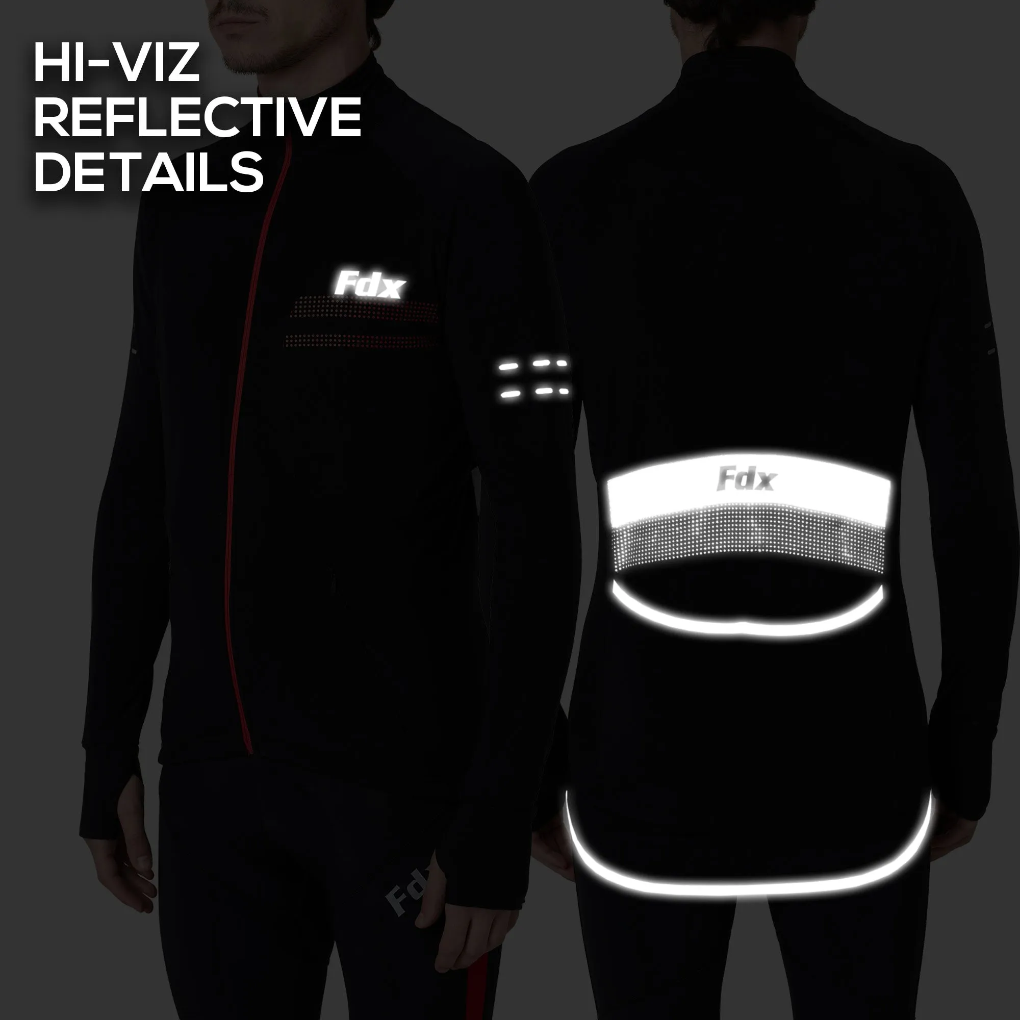Fdx Arch Men's Red Thermal Roubaix Long Sleeve Cycling Jersey