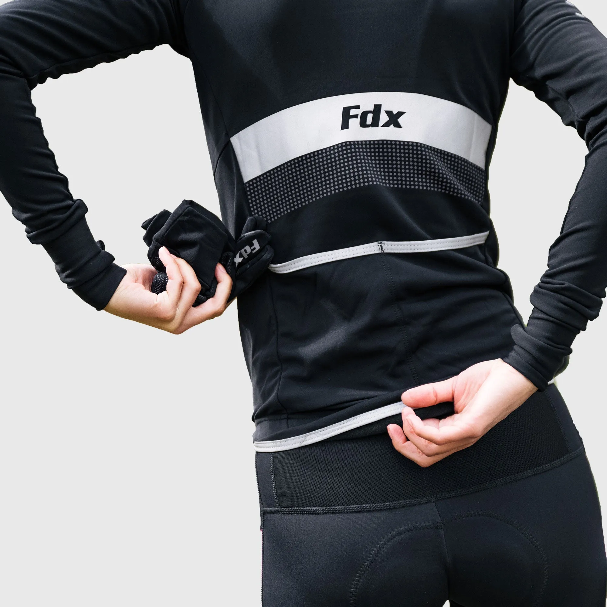 Fdx Arch Men's Red Thermal Roubaix Long Sleeve Cycling Jersey