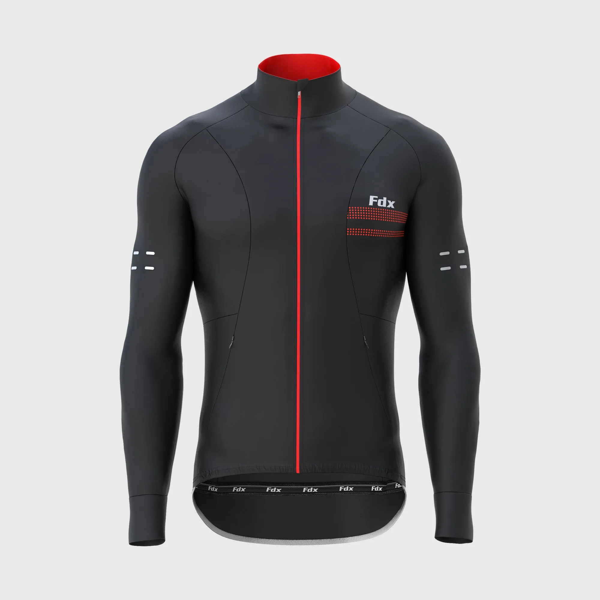 Fdx Arch Men's Red Thermal Roubaix Long Sleeve Cycling Jersey