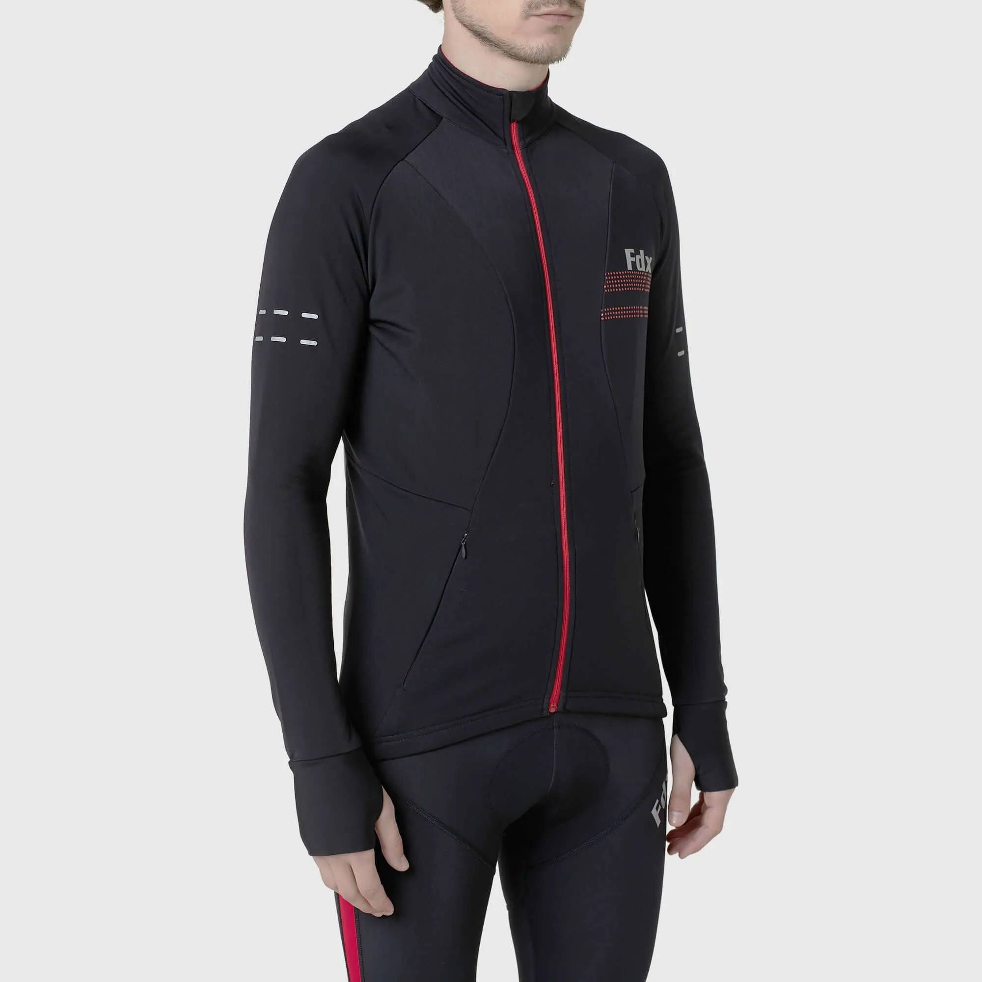 Fdx Arch Men's Red Thermal Roubaix Long Sleeve Cycling Jersey