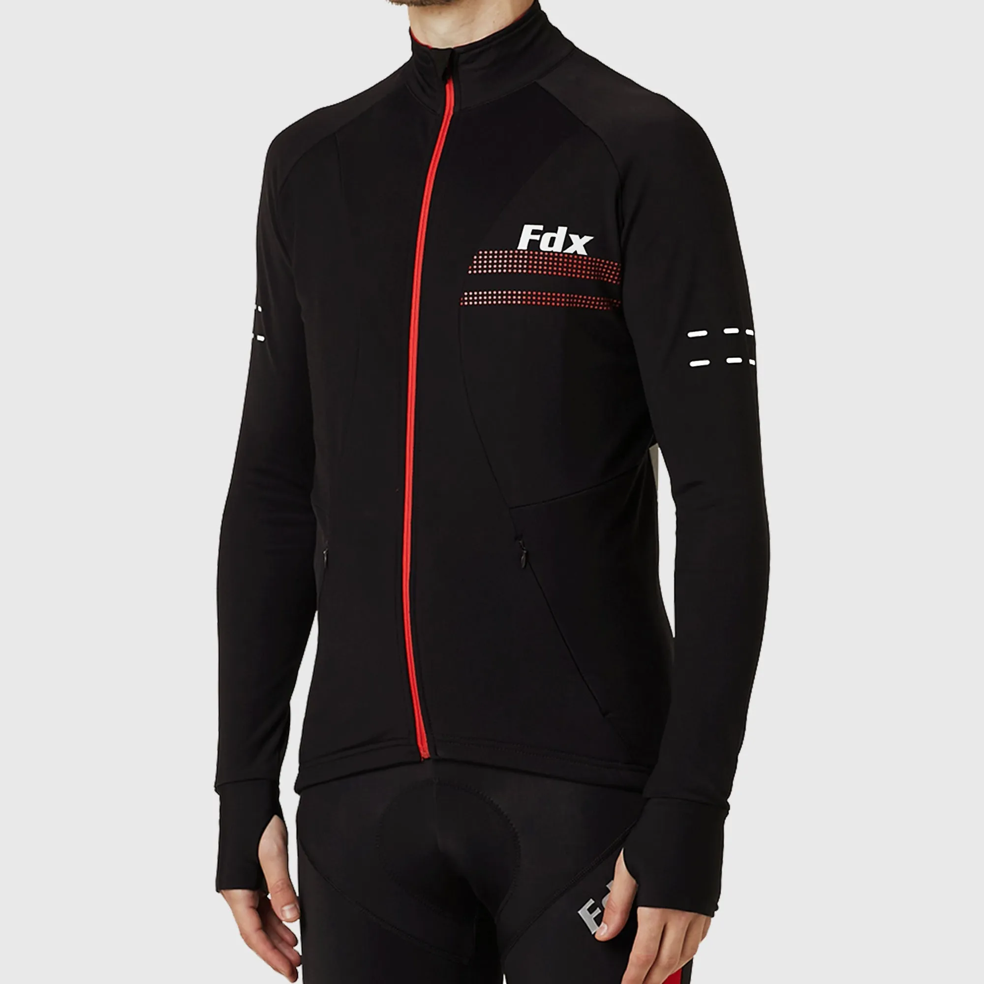 Fdx Arch Men's Red Thermal Roubaix Long Sleeve Cycling Jersey