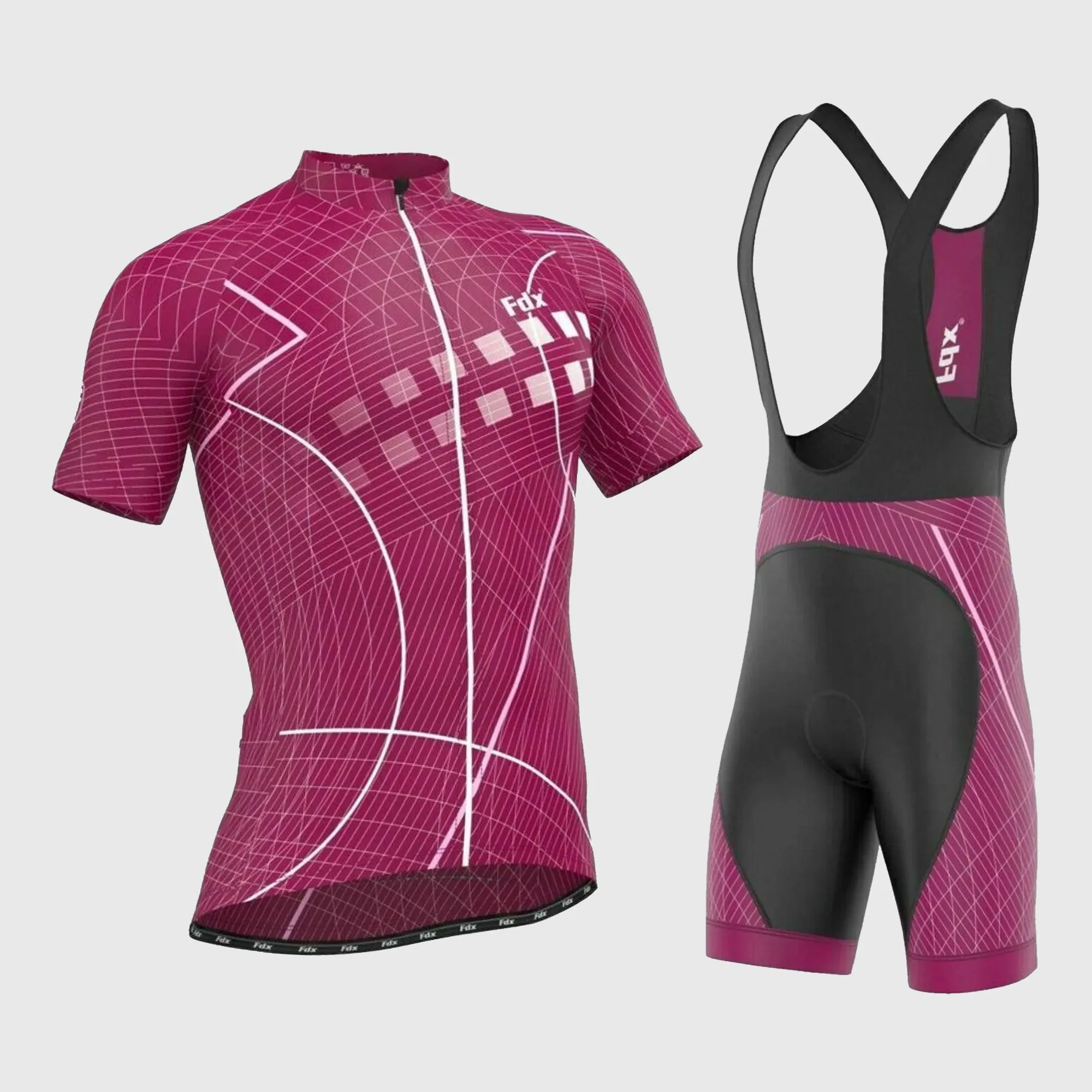 Fdx Men's & Boy's Set Classic II Red Short Sleeve Jersey & Bib Shorts