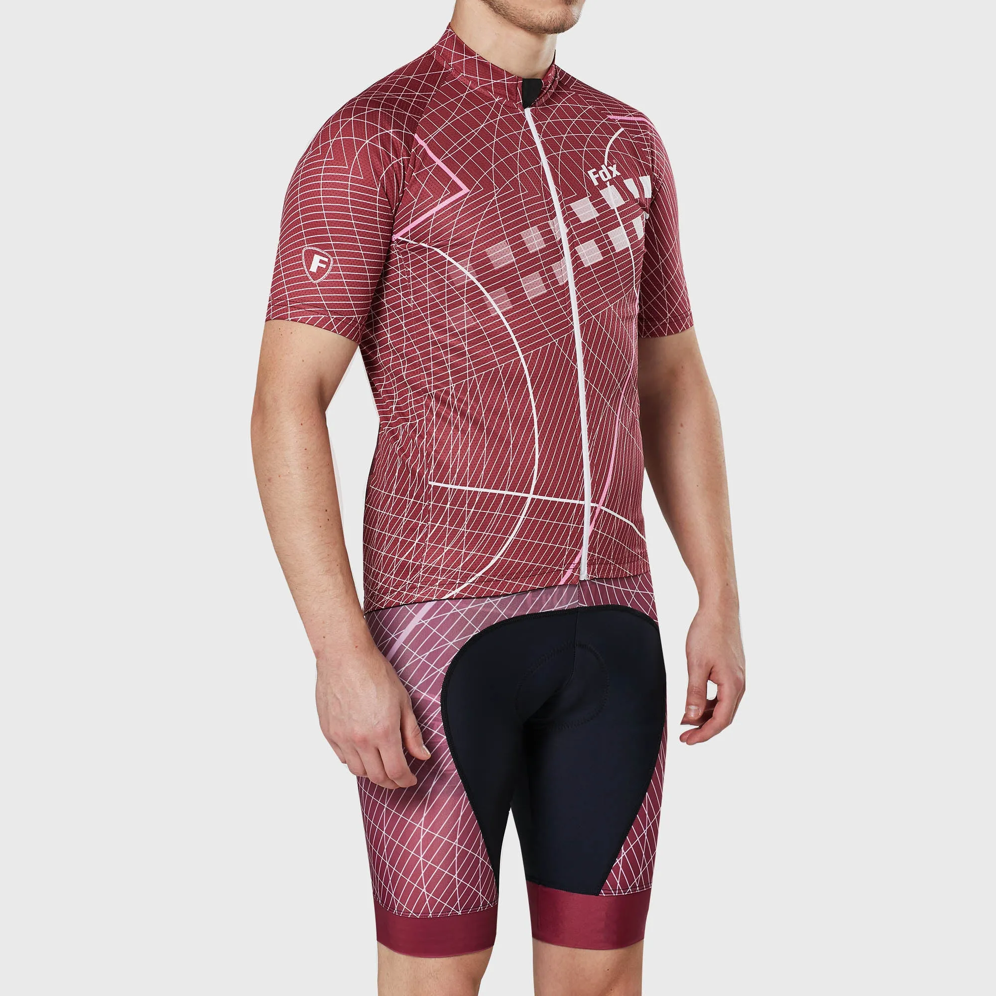 Fdx Men's & Boy's Set Classic II Red Short Sleeve Jersey & Bib Shorts