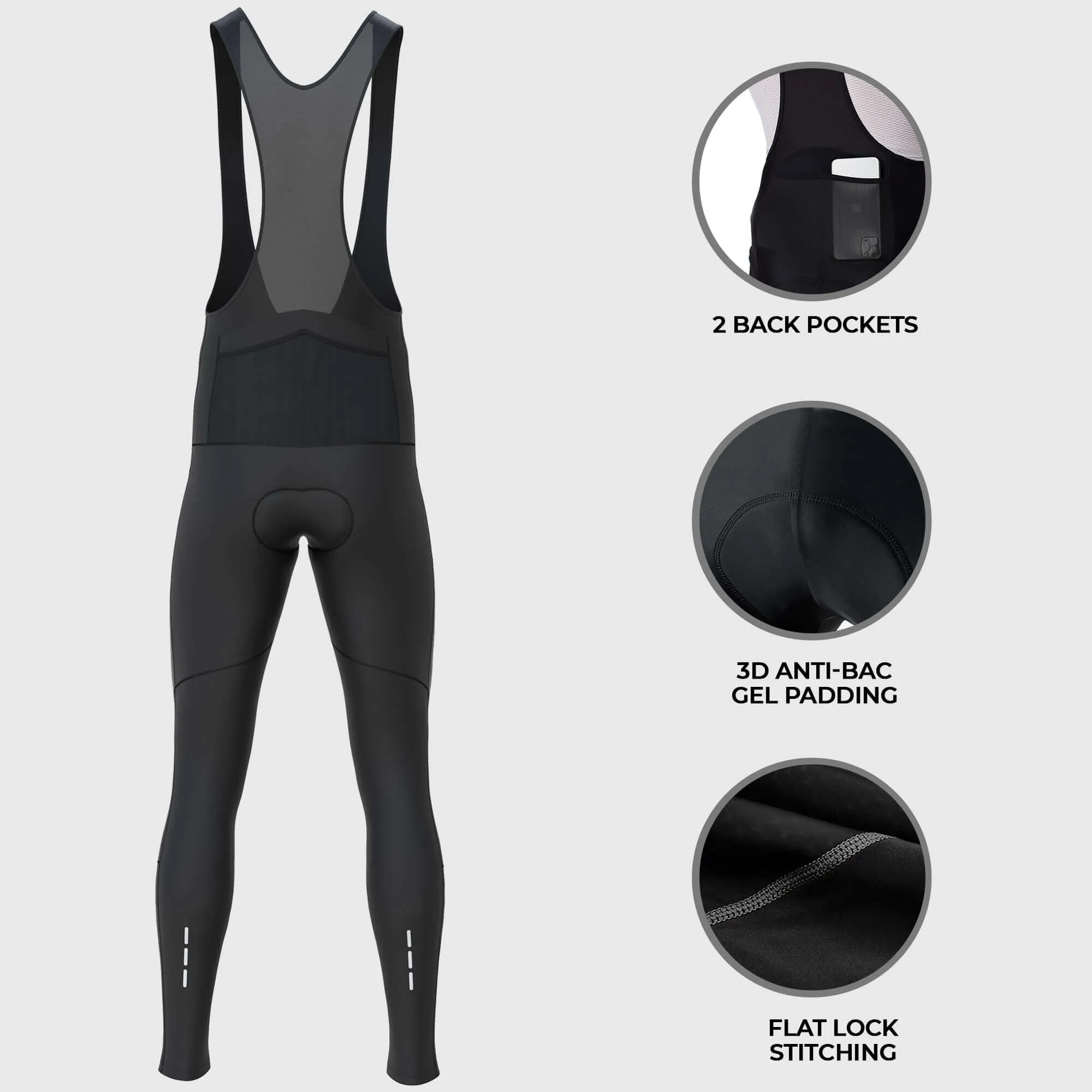 Fdx Men's Set Arch Thermal Roubaix Long Sleeve Cycling Jersey & Cargo Bib Tights - Black