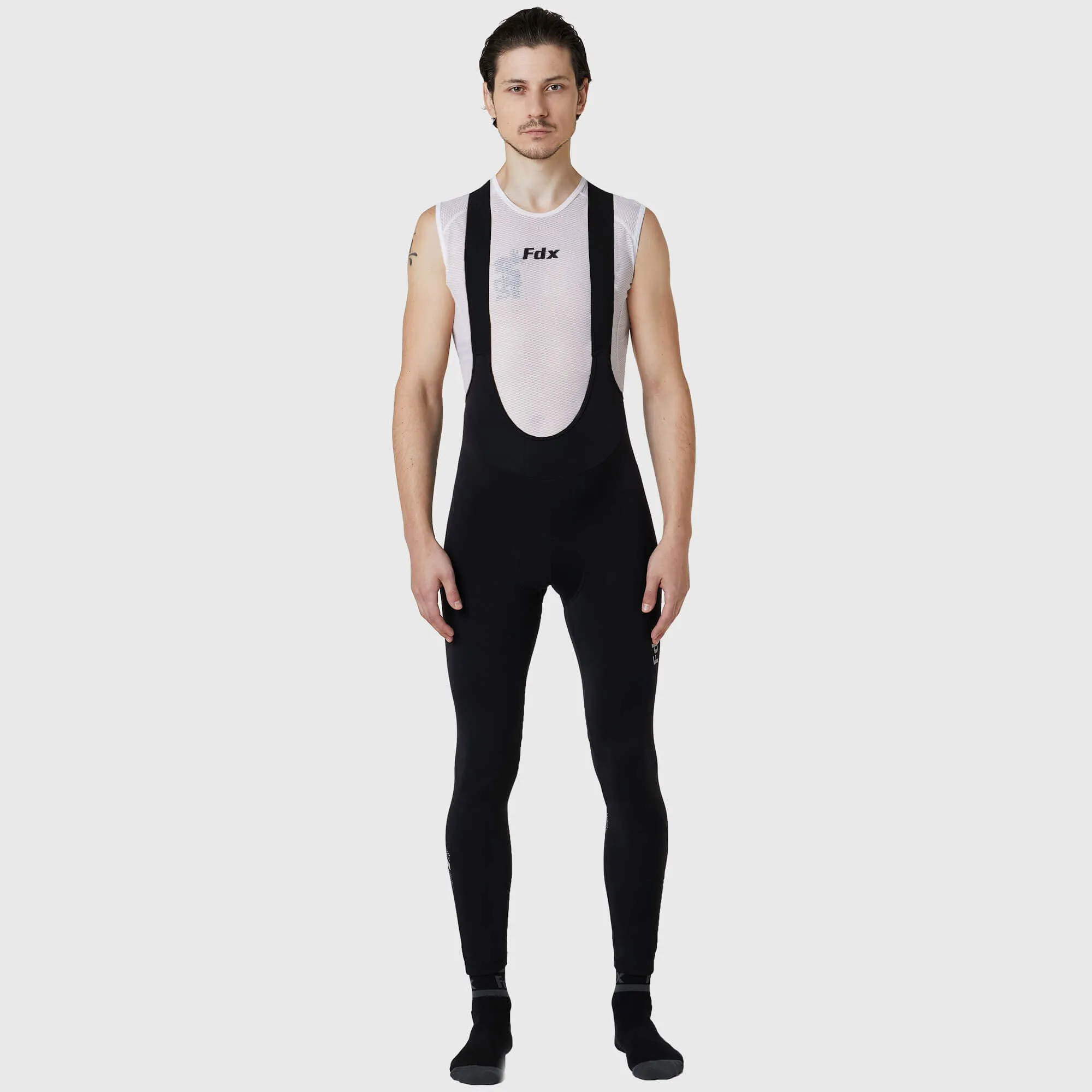 Fdx Men's Set Limited Edition Thermal Roubaix Long Sleeve Cycling Jersey & Bib Tights - Black