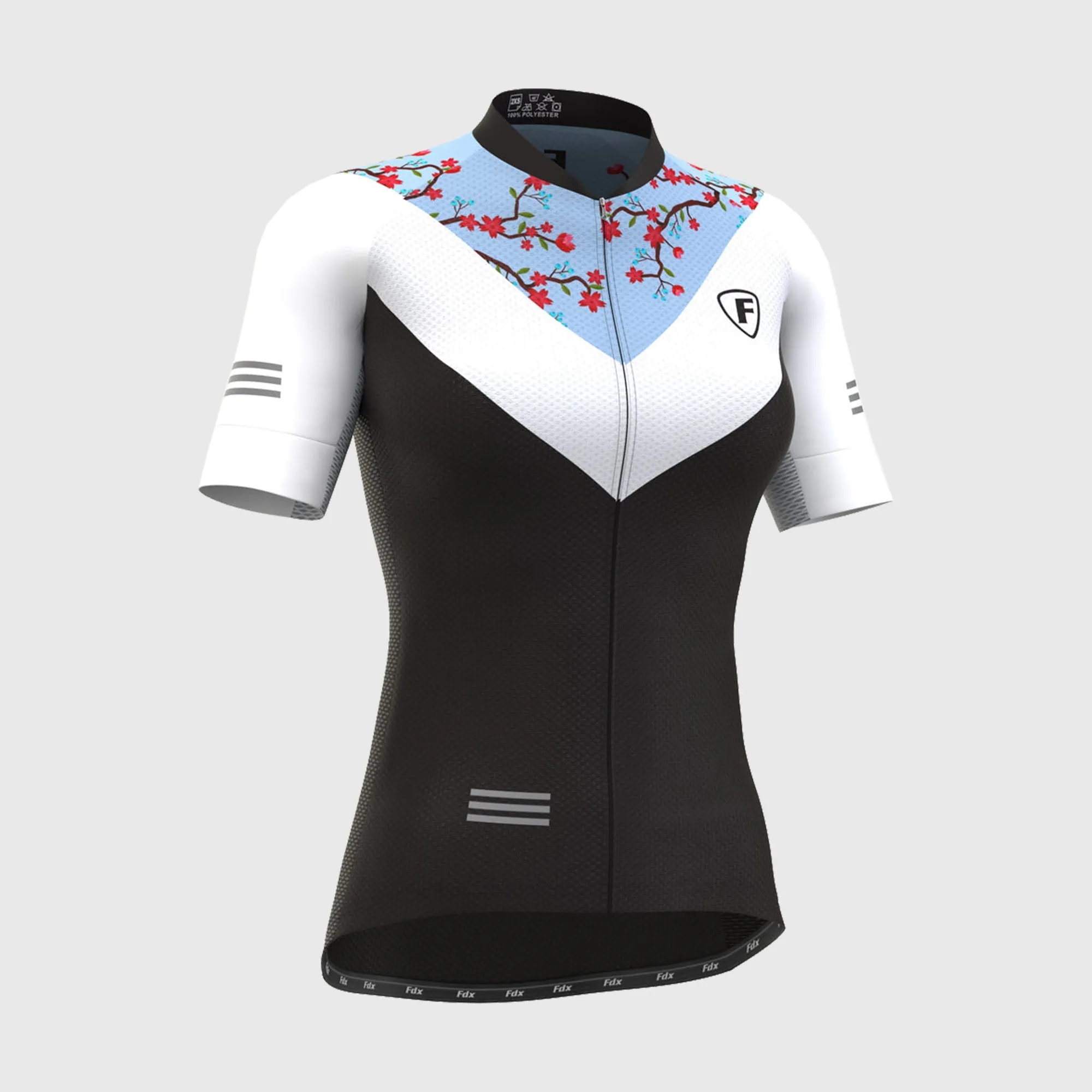 Fdx Women's & Girl's Set Velos Blue Short Sleeve Summer Cycling Jersey & Cargo Bib Shorts