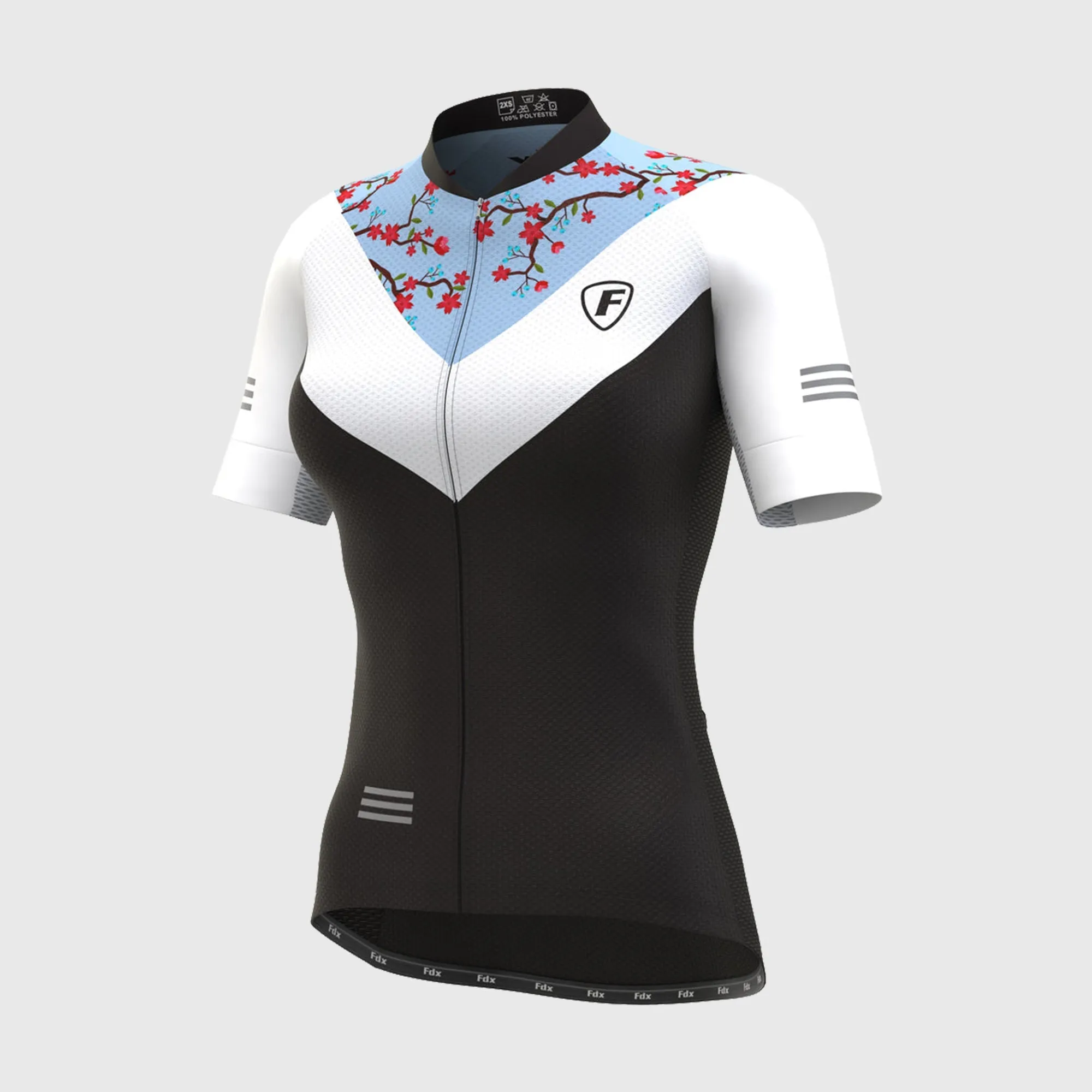 Fdx Women's & Girl's Set Velos Blue Short Sleeve Summer Cycling Jersey & Cargo Bib Shorts