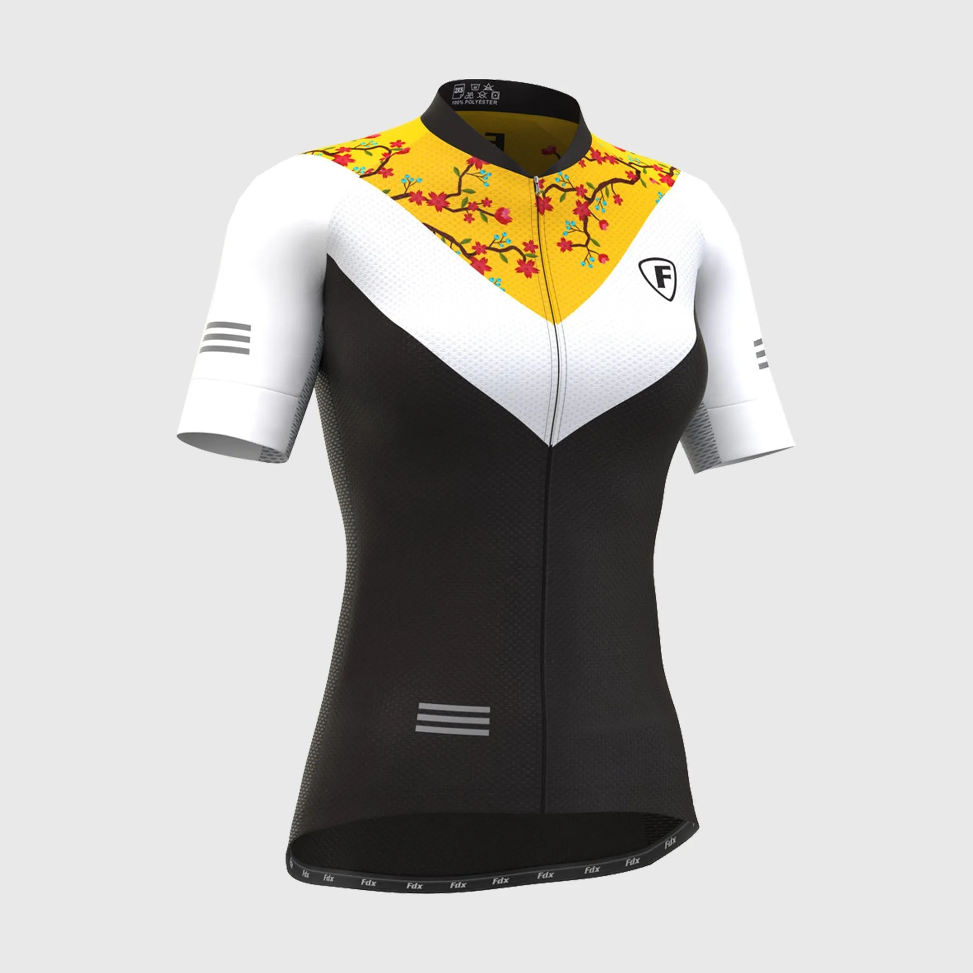 Fdx Women's & Girl's Set Velos Yellow Short Sleeve Summer Cycling Jersey & Cargo Bib Shorts