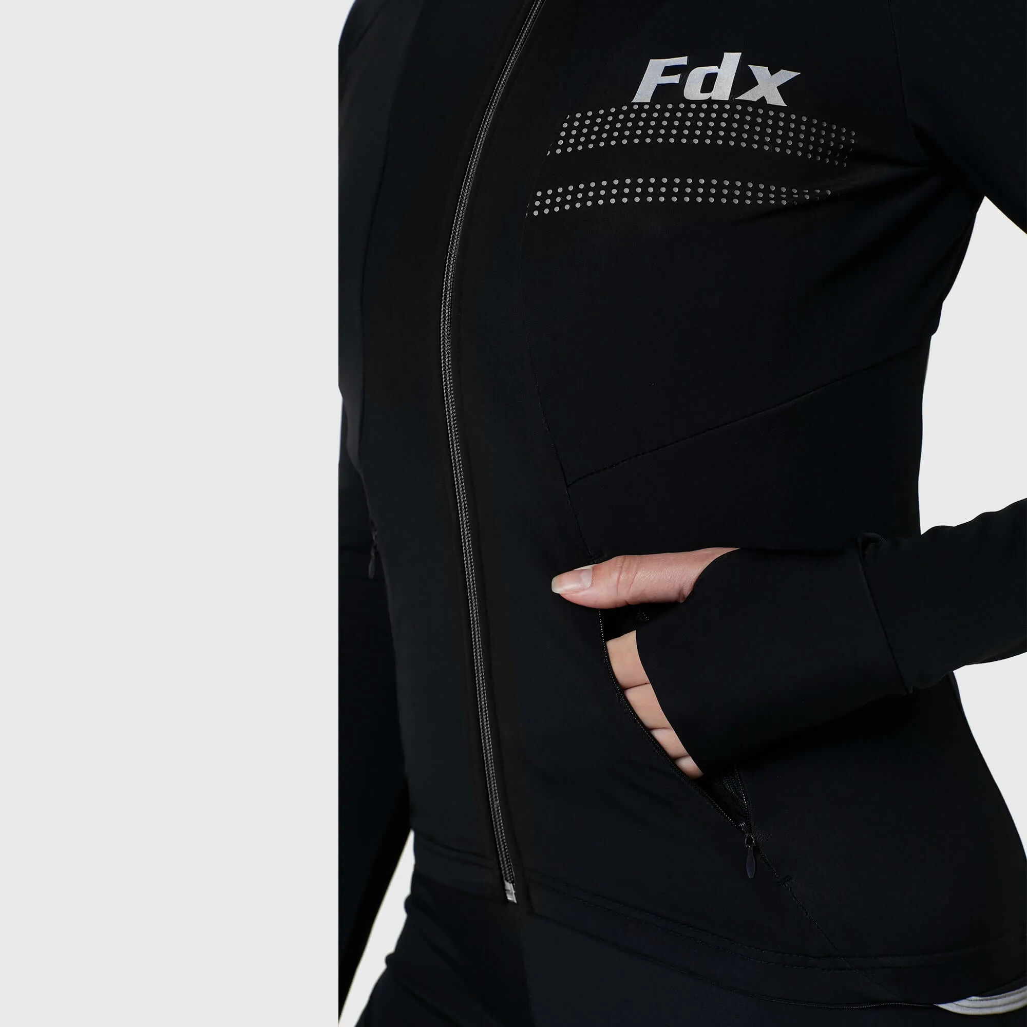 Fdx Women's Set Arch Thermal Roubaix Long Sleeve Cycling Jersey & Cargo Bib Tights - Black