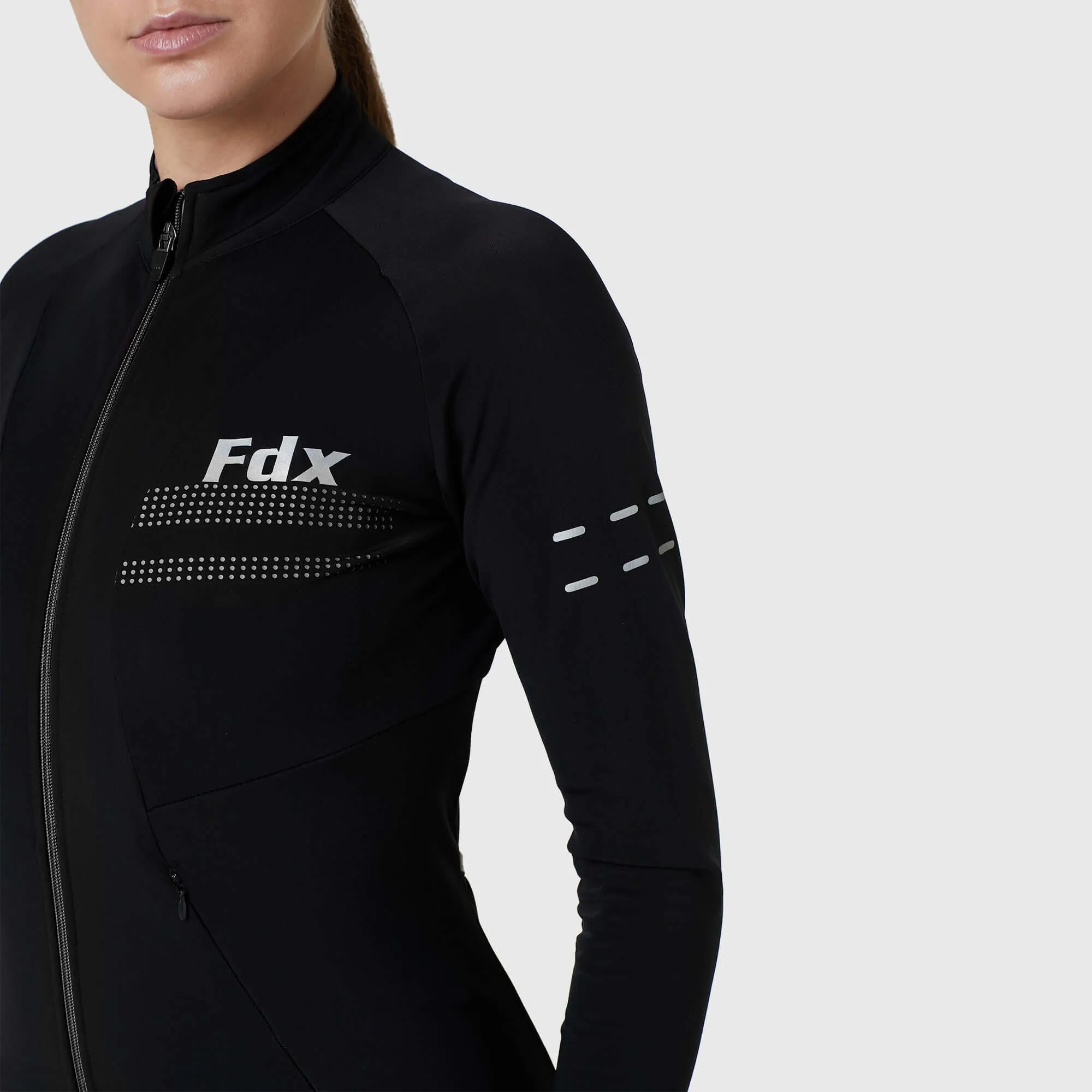 Fdx Women's Set Arch Thermal Roubaix Long Sleeve Cycling Jersey & Cargo Bib Tights - Black