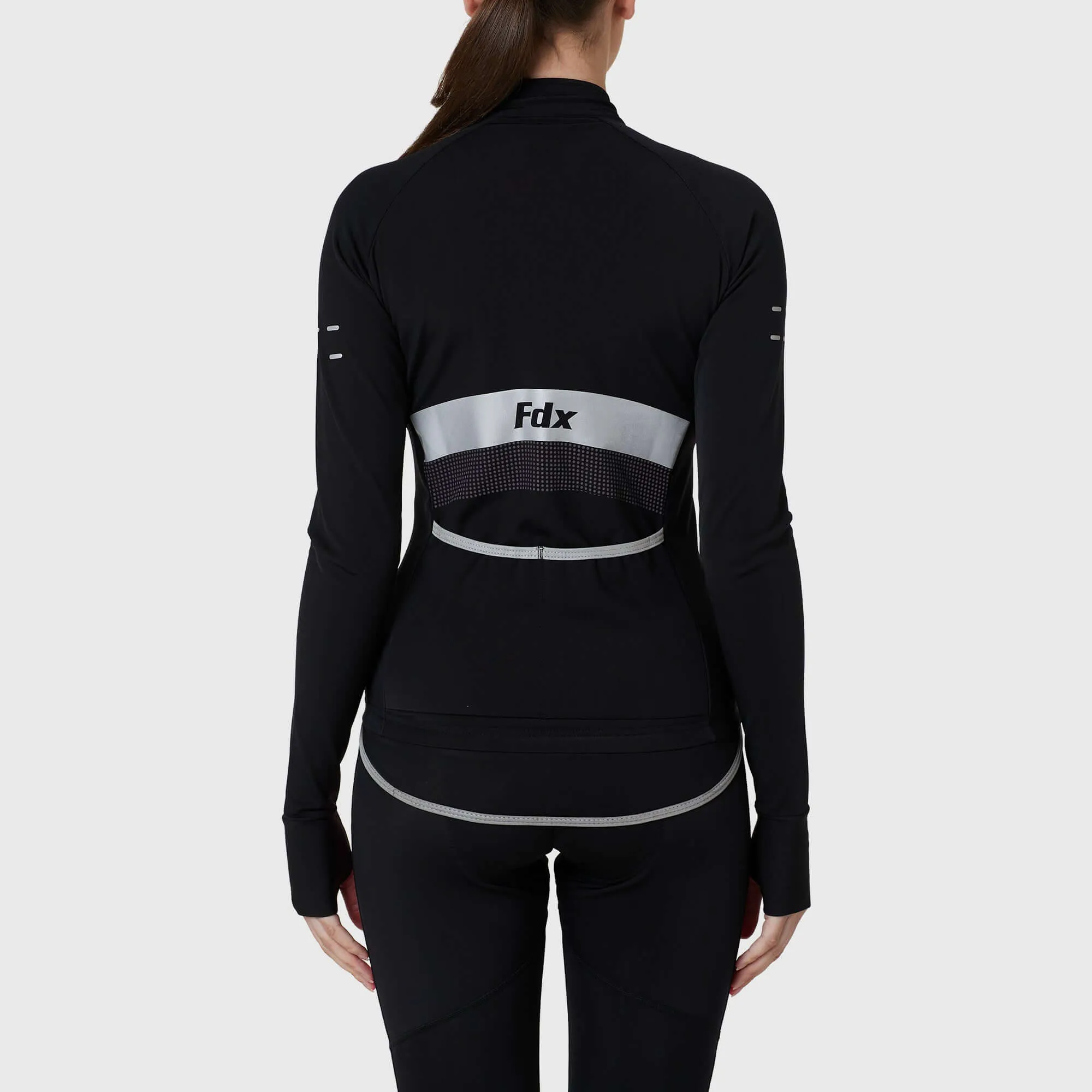 Fdx Women's Set Arch Thermal Roubaix Long Sleeve Cycling Jersey & Cargo Bib Tights - Black