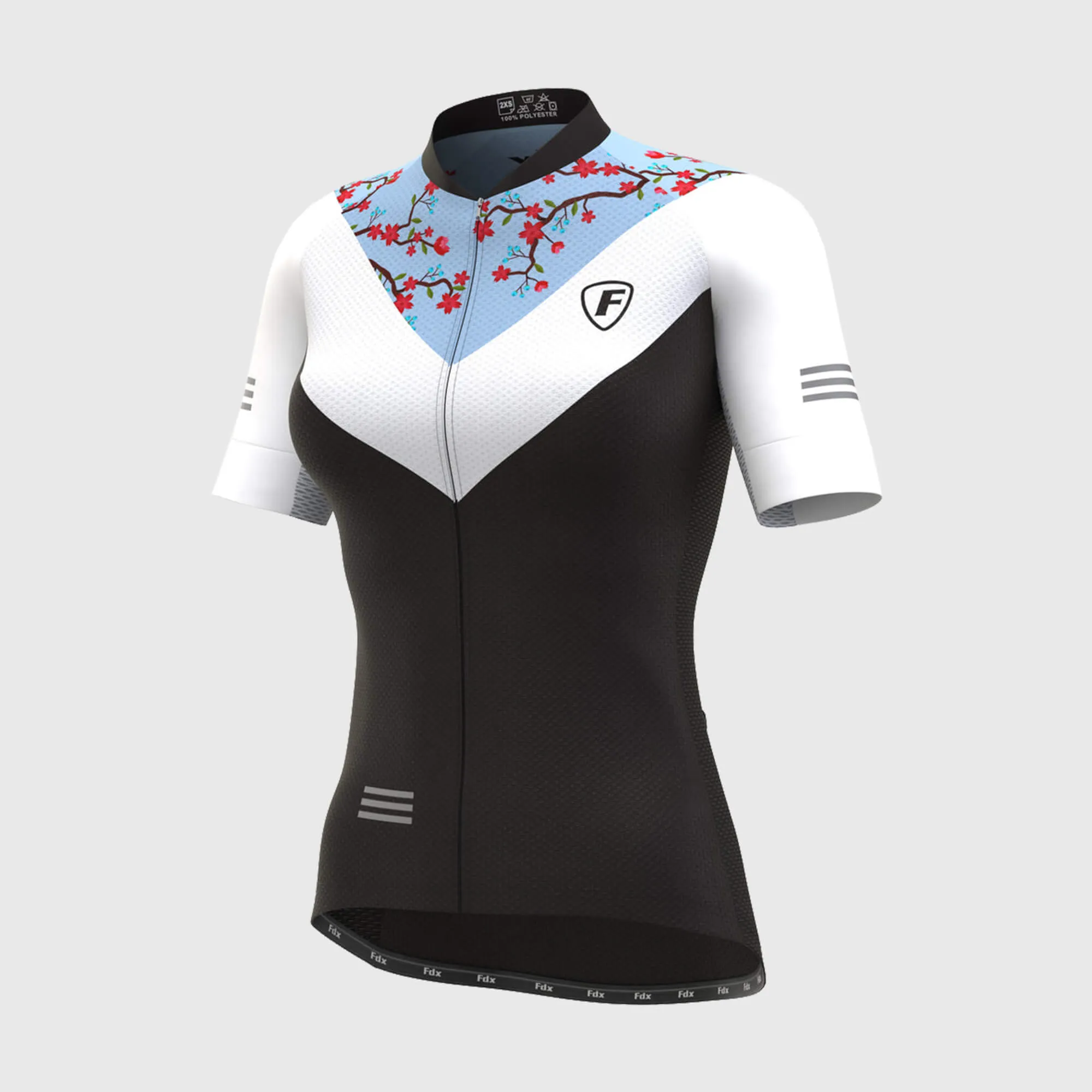 Fdx Women's Set Velos Blue Short Sleeve Summer Cycling Jersey & Cargo Bib Shorts