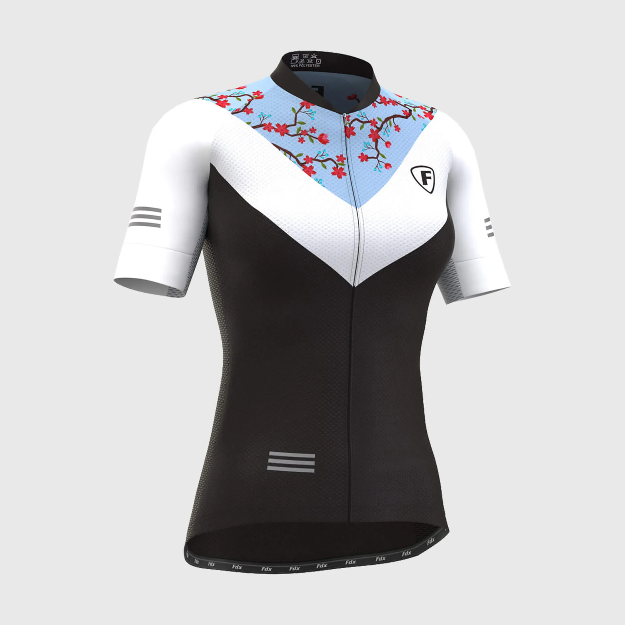 Fdx Women's Set Velos Blue Short Sleeve Summer Cycling Jersey & Cargo Bib Shorts