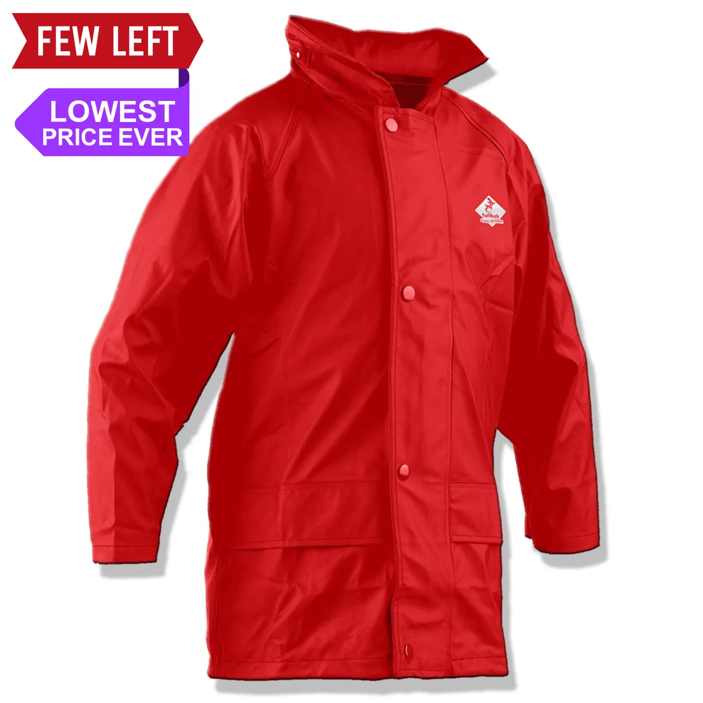 FlexBak Kids 100% Waterproof Raincoat Red Size [6 to 14]