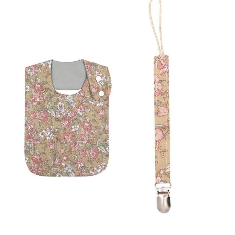 Floral Vintage Newborn Double Side Bibs Boys Girls Waterproof Linen Cotton Saliva Towel