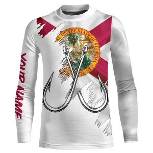 Florida flag FL Fishing Fish Hook UV protection custom Patriotic Kid Long Sleeve Fishing Shirts NQS7925