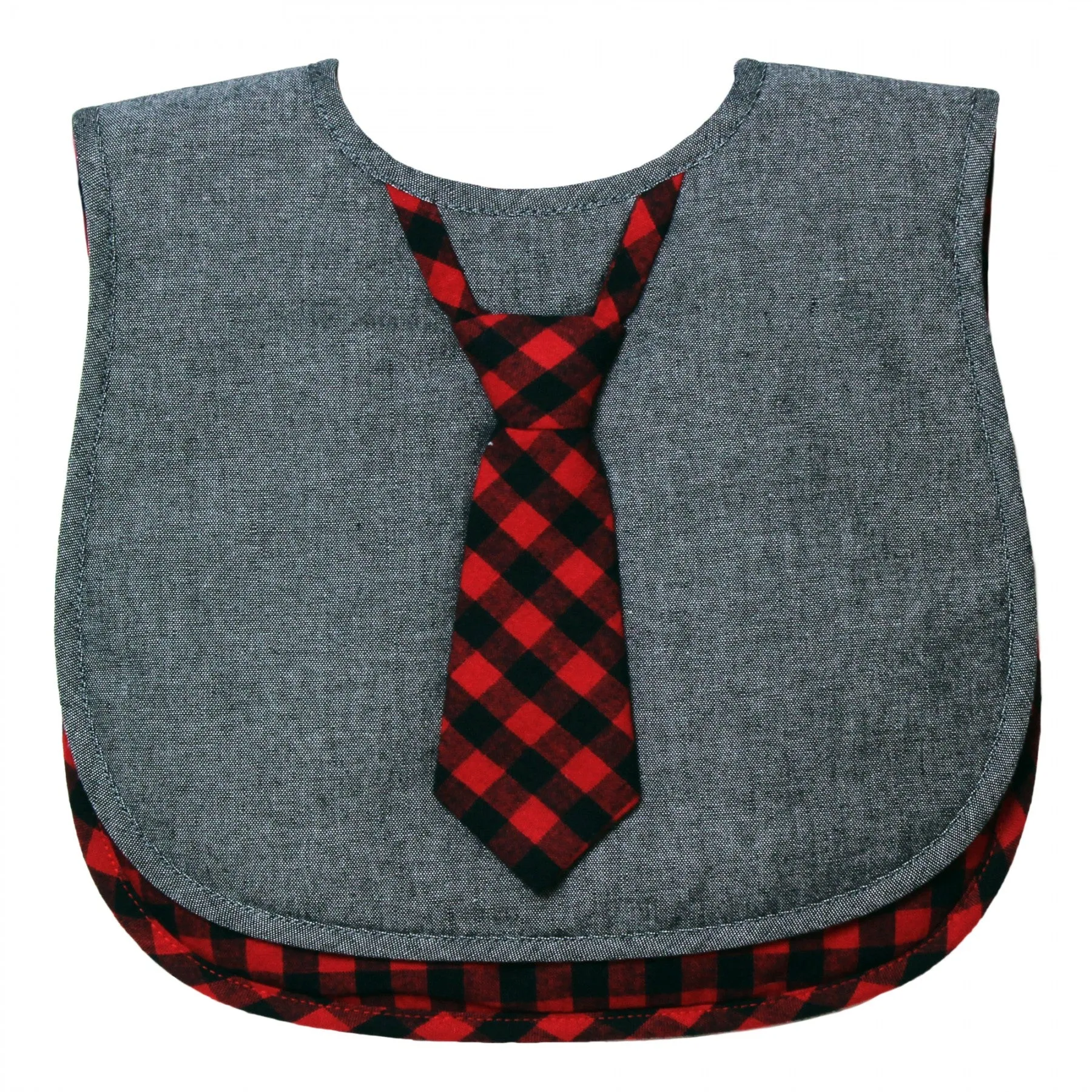 Frenchie Mini Couture Red & Black Buffalo Check 2pc Bib Set