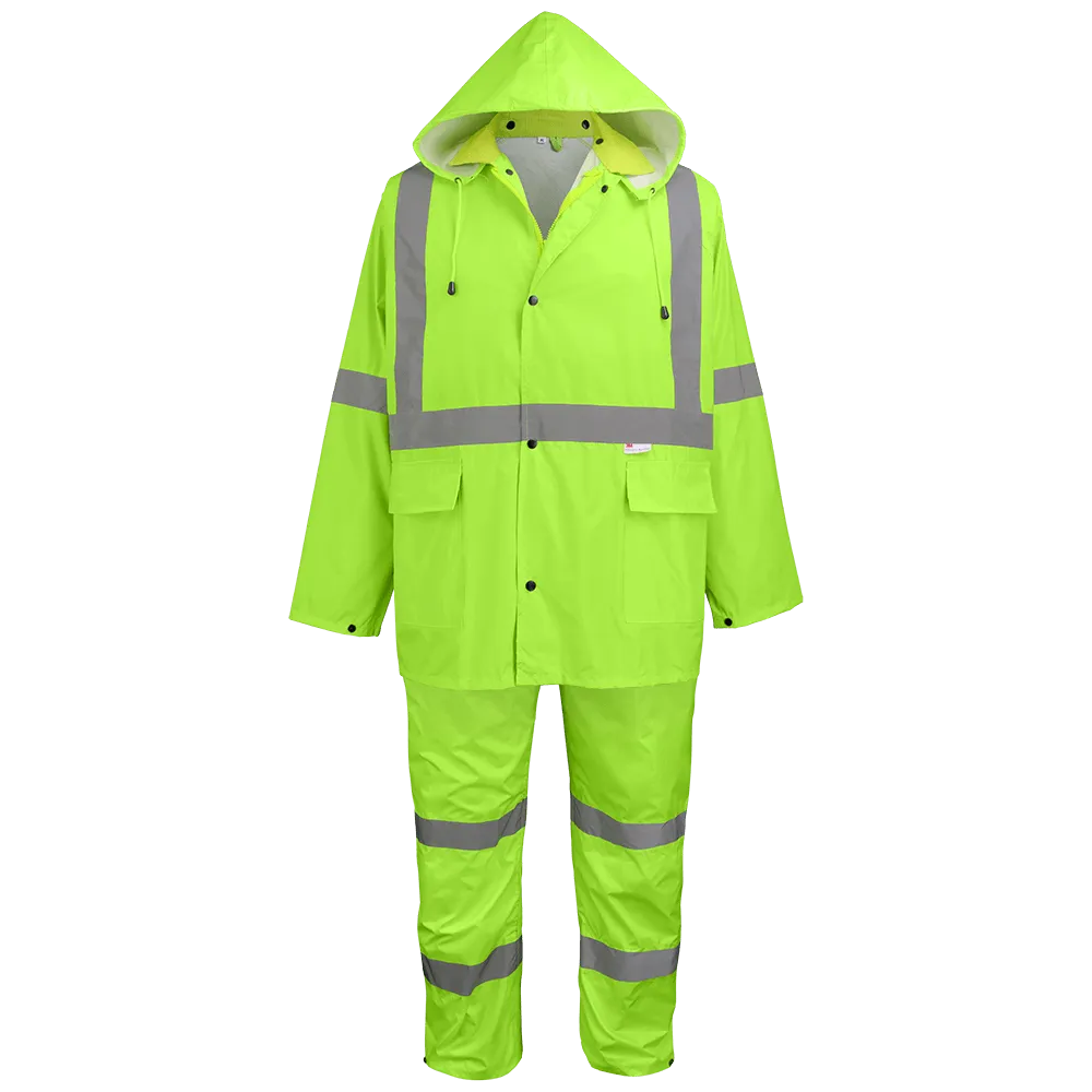 Global Glove & Safety GLO-8000 FrogWear® HV Three Piece High Visibility Rain Suit