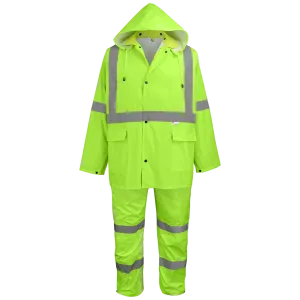 Global Glove & Safety GLO-8000 FrogWear® HV Three Piece High Visibility Rain Suit