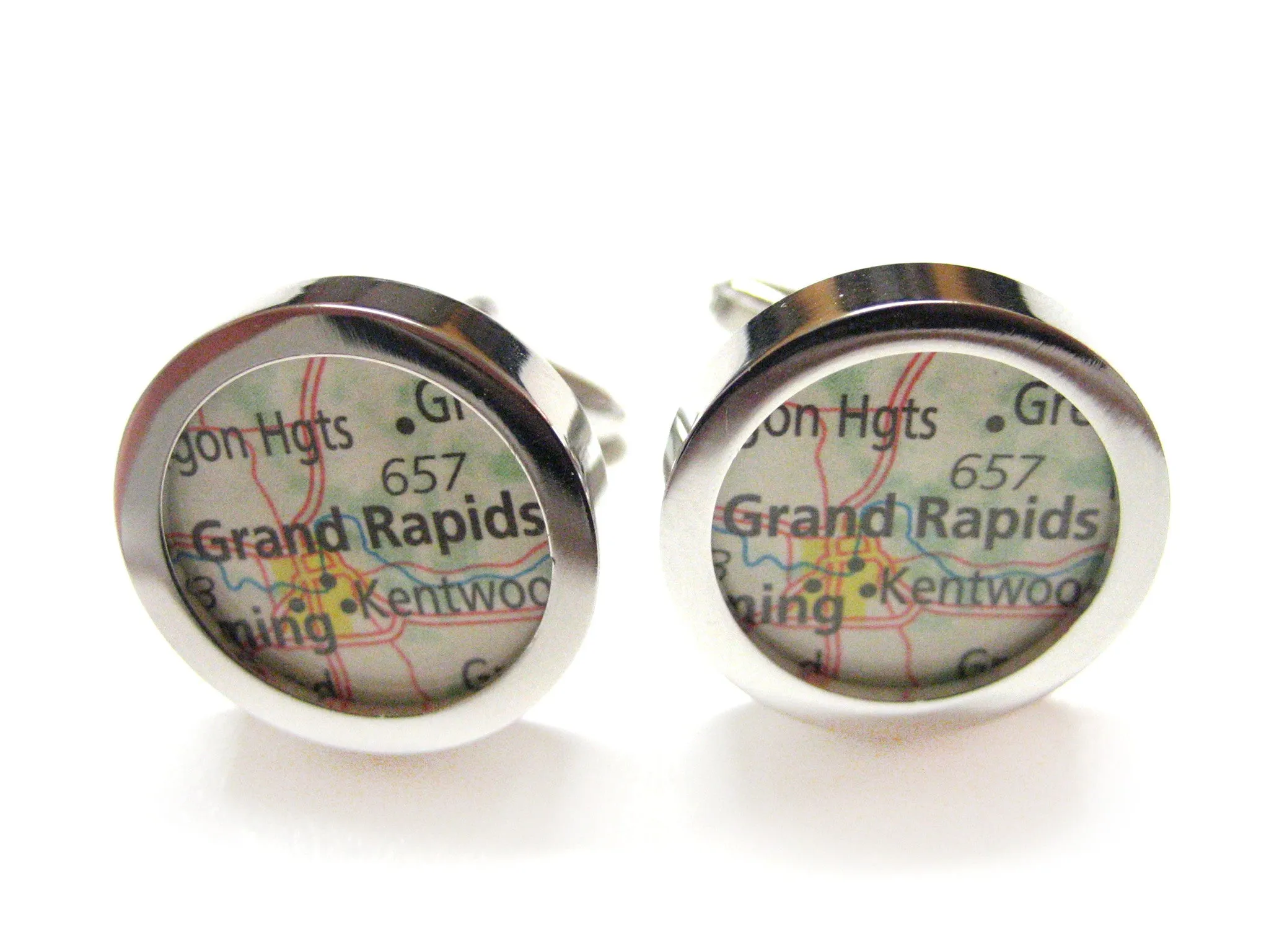 Grand Rapids Michigan Map Cufflinks