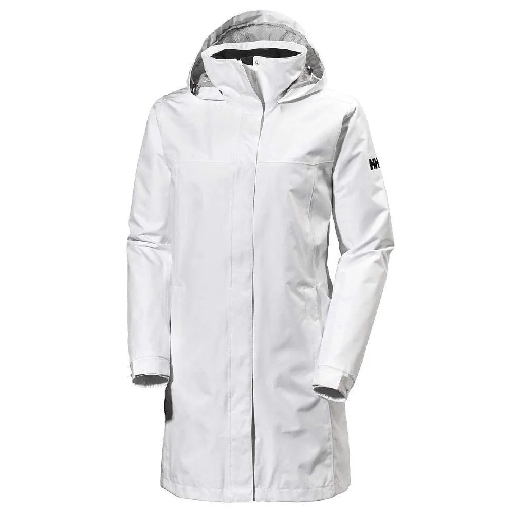 Helly-Hansen Women's Aden Waterproof Breathable Hooded Long Rain Jacket, White, Medium