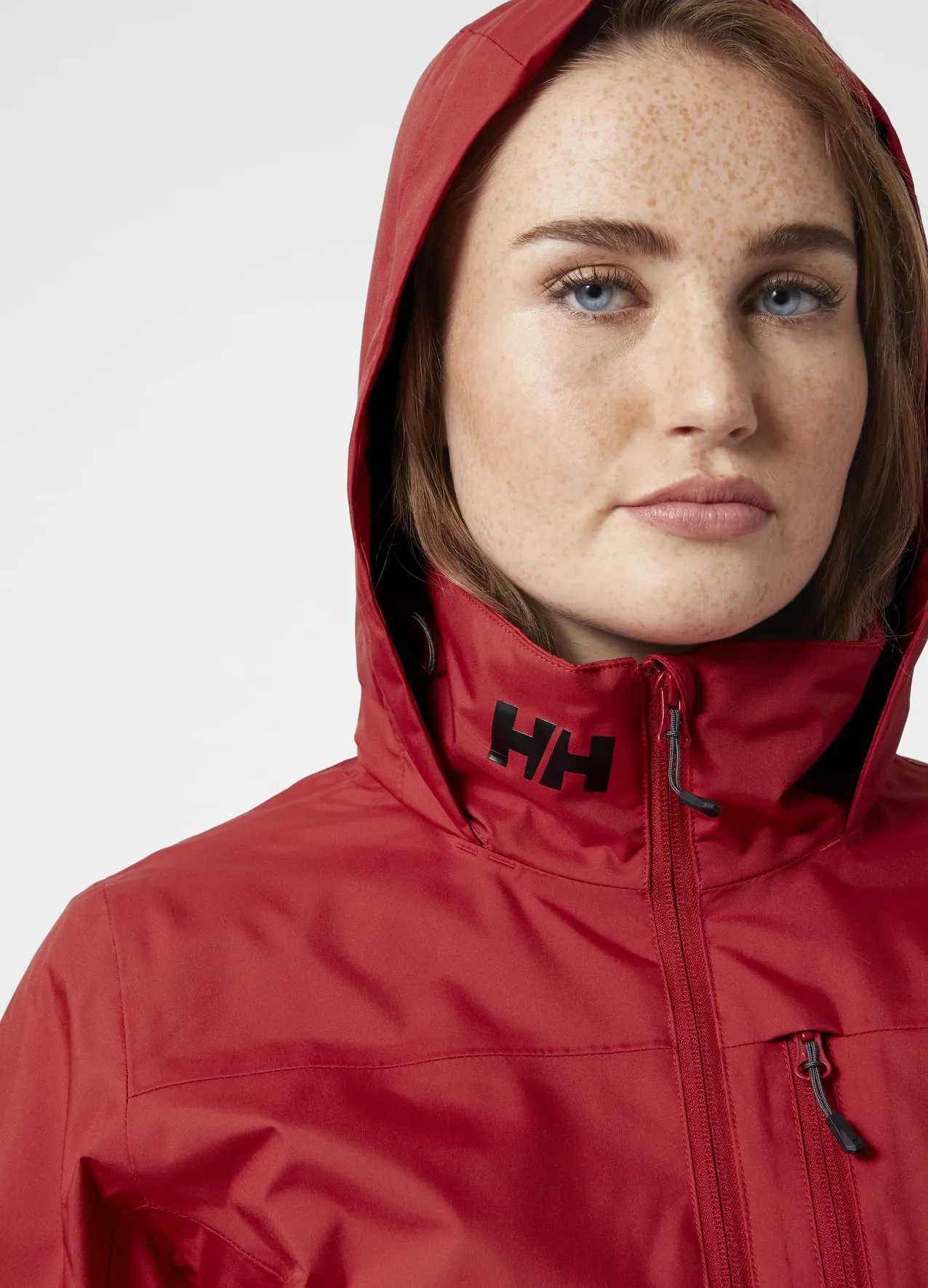 Helly Hansen Women's Crew Hooded Midlayer Fleece Lined Waterproof Rain Jacket, 162 Red, Medium