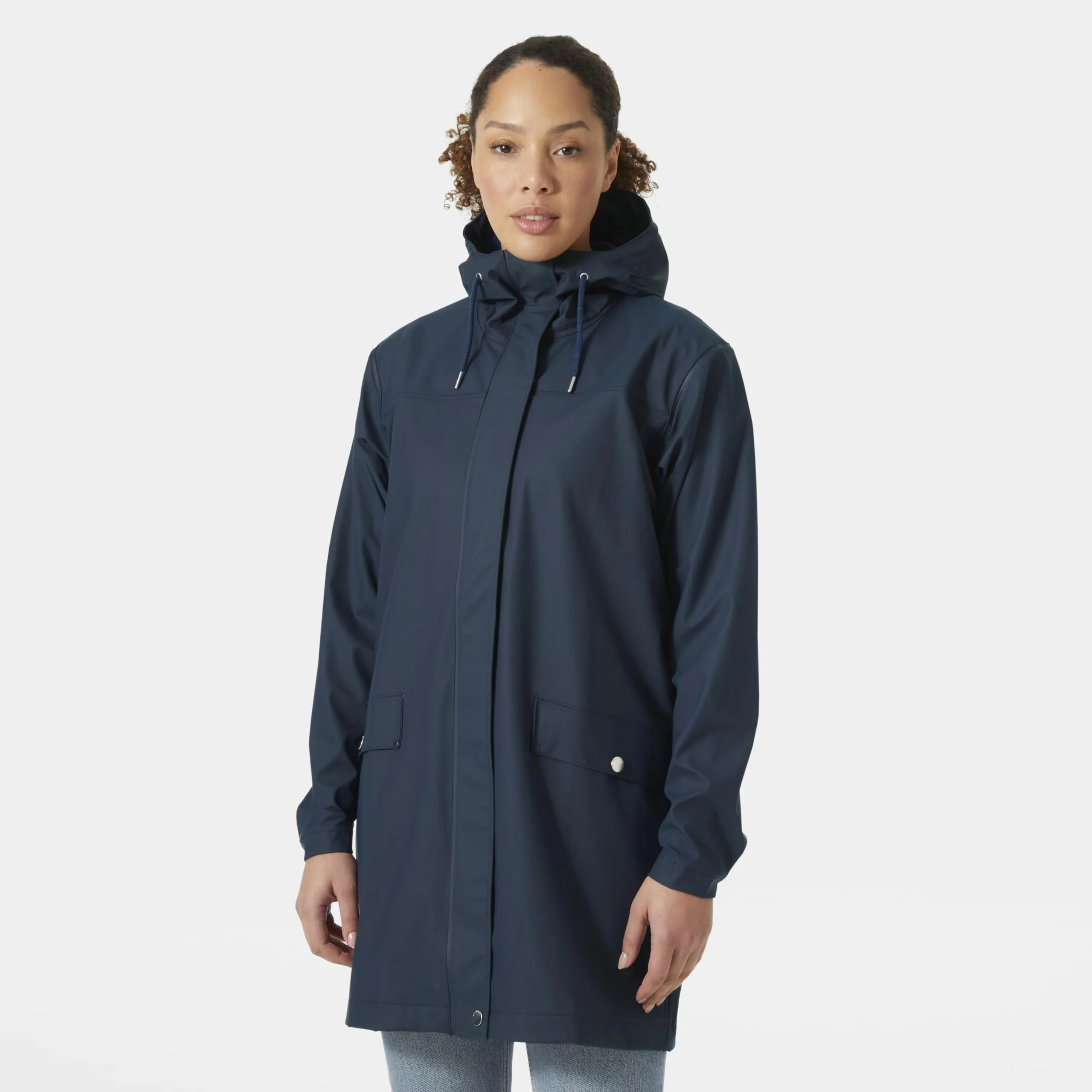 Helly Hansen Women's Moss Hooded Waterproof Windproof Raincoat, 597 Navy, X-Large