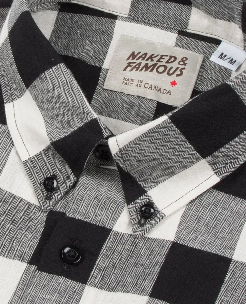 Herringbone Buffalo Check Regular Shirt  Black / White