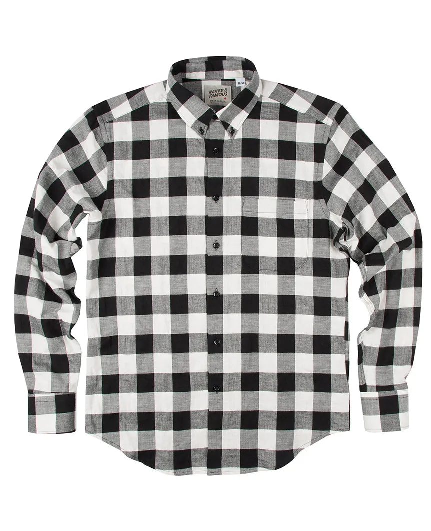 Herringbone Buffalo Check Regular Shirt  Black / White