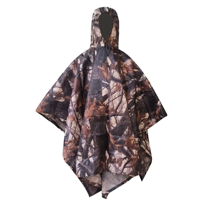HULIANFU Portable Multifunctional 3 In 1 Rain Coat Hiking Camping Raincoat Poncho Mat Awning Durable Outdoor Activity Rain Gear Supplie