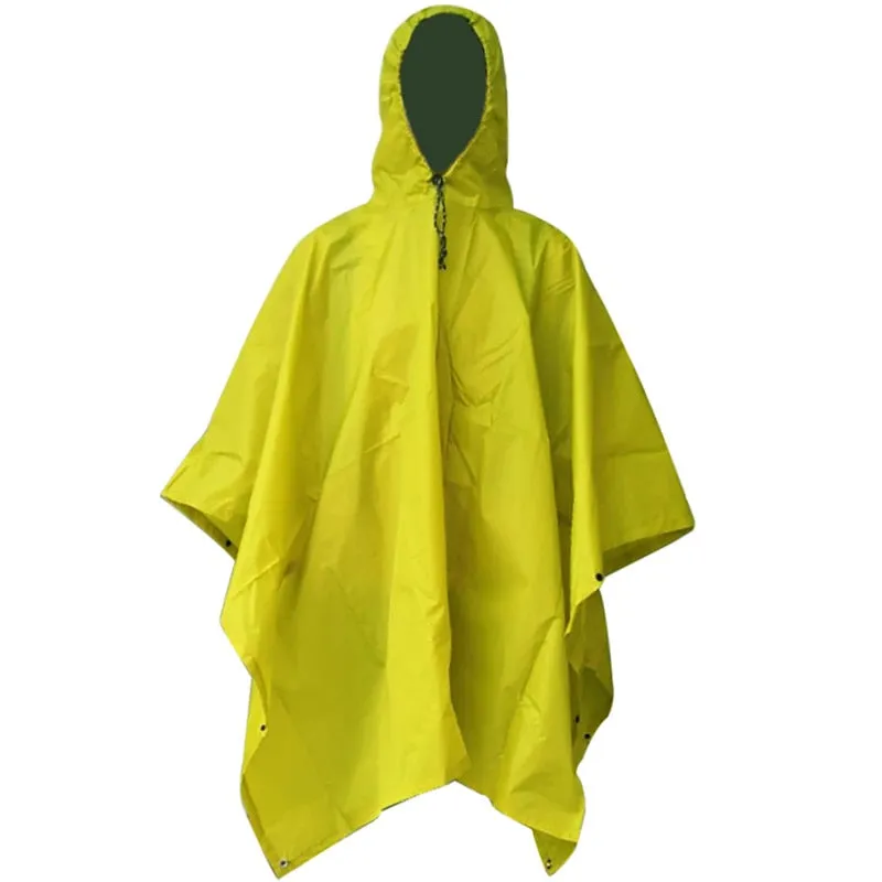 HULIANFU Portable Multifunctional 3 In 1 Rain Coat Hiking Camping Raincoat Poncho Mat Awning Durable Outdoor Activity Rain Gear Supplie